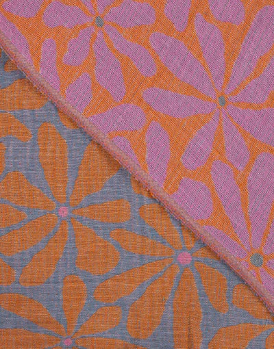 Remnant 1m -Tangerine Bloom Cotton Hammam Jacquard Reversible Fabric