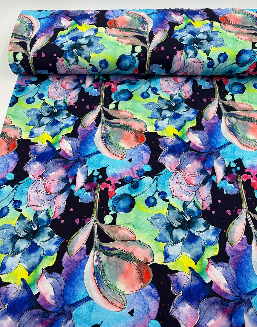 Electric Botanica Cotton Jersey Fabric