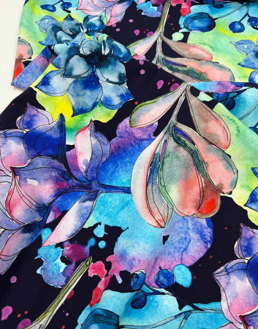 Electric Botanica Cotton Jersey Fabric