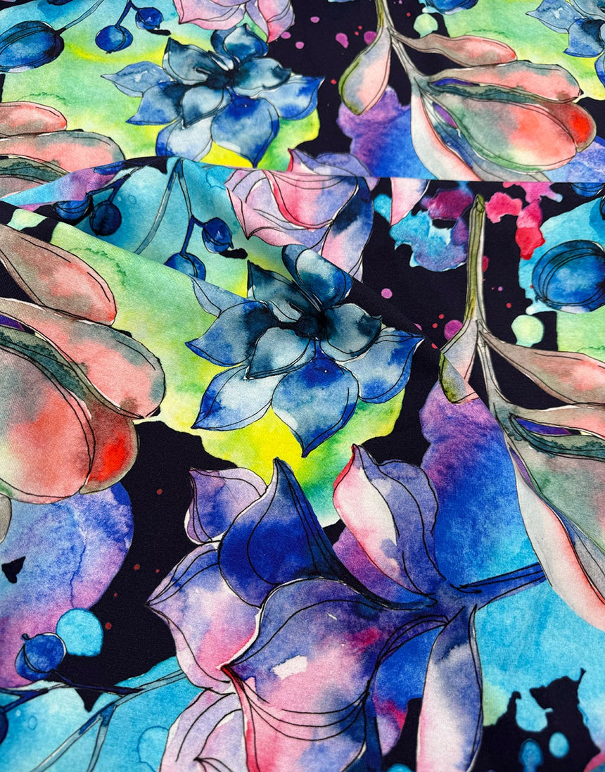 Electric Botanica Cotton Jersey Fabric