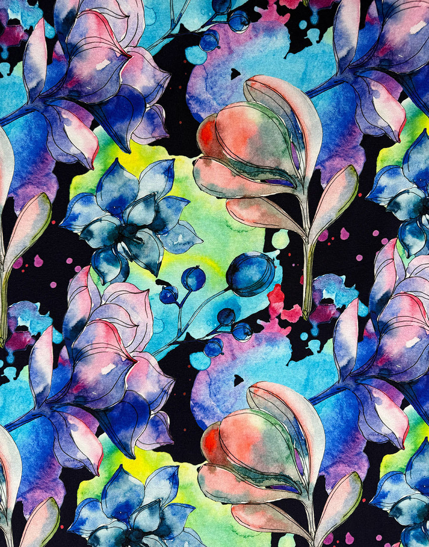 Electric Botanica Cotton Jersey Fabric