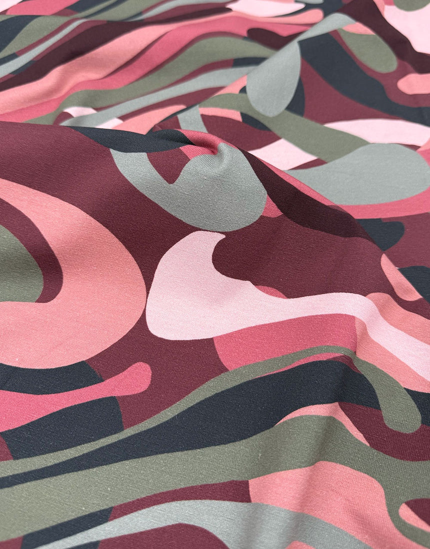 Rosy Swirlscape Cotton Jersey Fabric