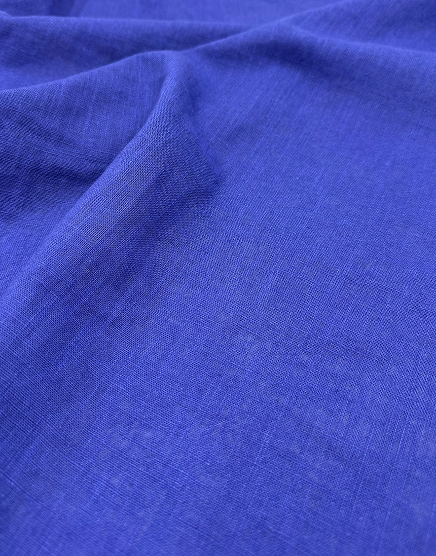 Sapphire Blue Washed Linen Cotton Fabric