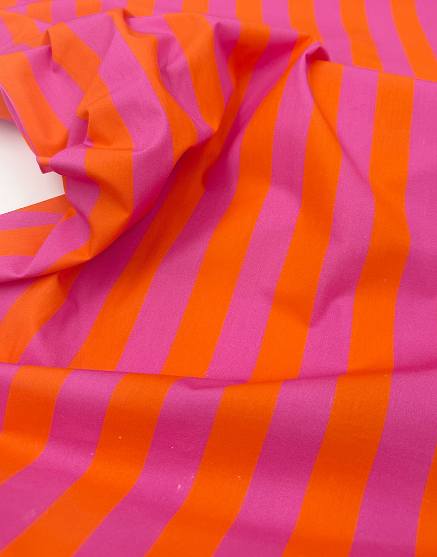 Remnant 1.2m - Sorbet Stripe Cotton Poplin Fabric, Light & Lush