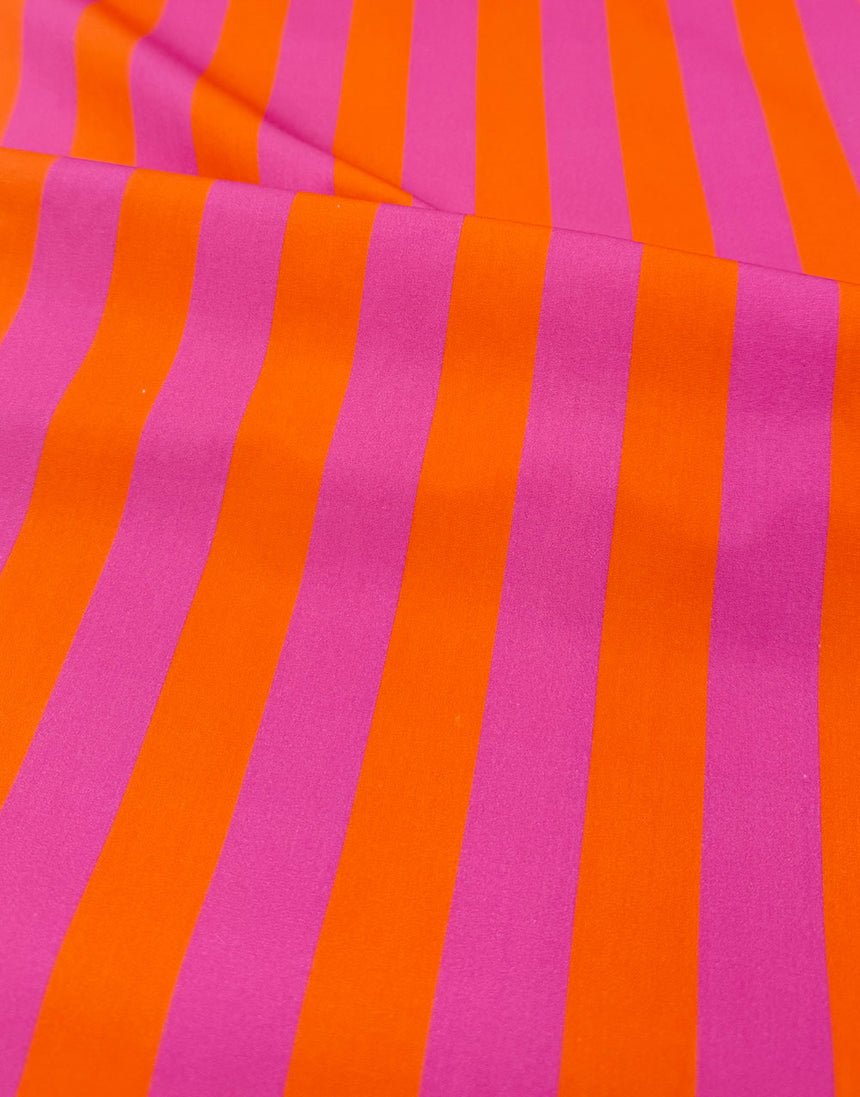 Remnant 1.2m - Sorbet Stripe Cotton Poplin Fabric, Light & Lush
