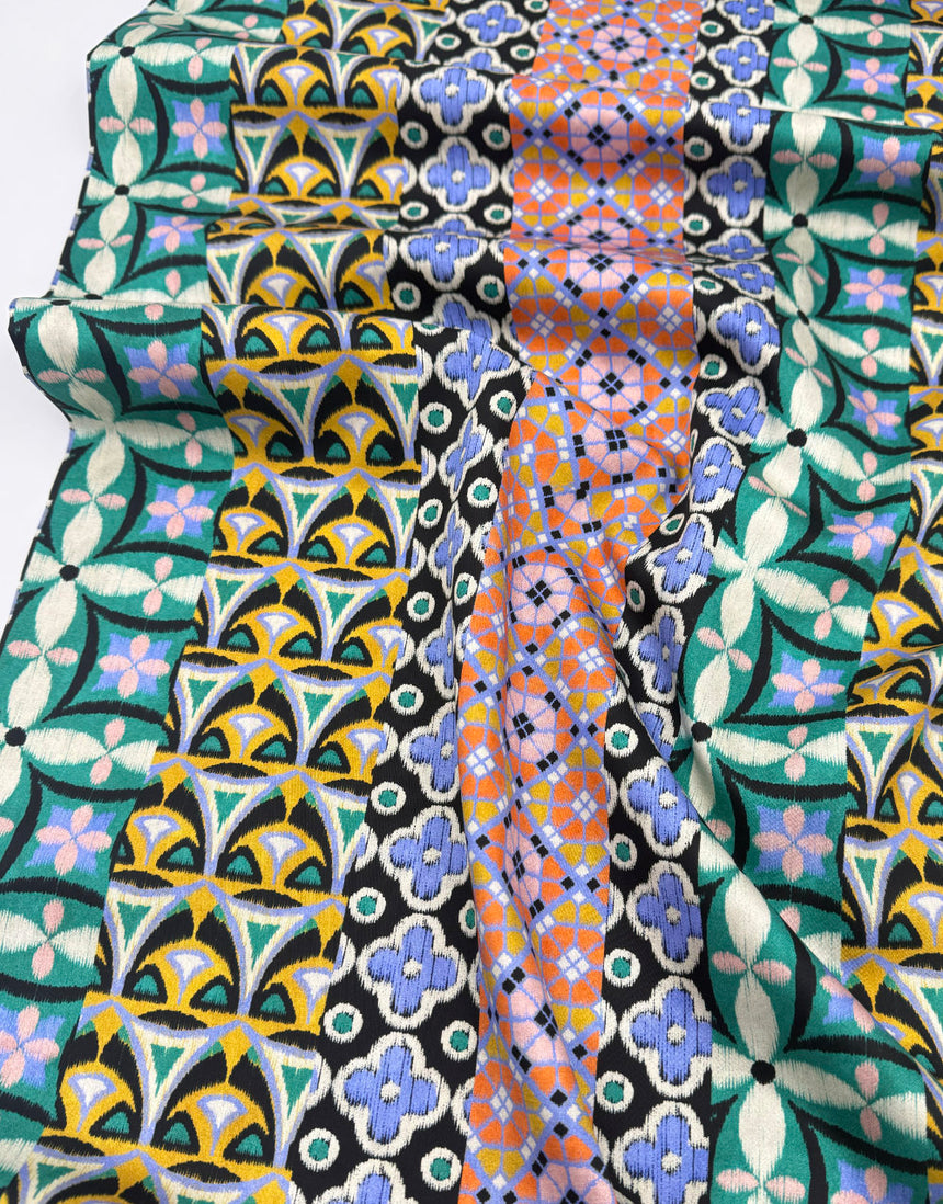 Mosaic Stripes Cotton Sateen Fabric
