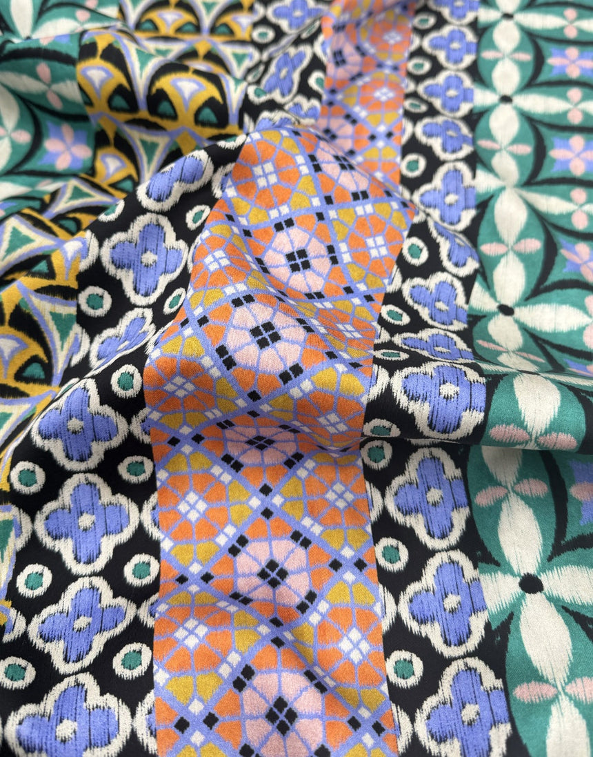 Mosaic Stripes Cotton Sateen Fabric