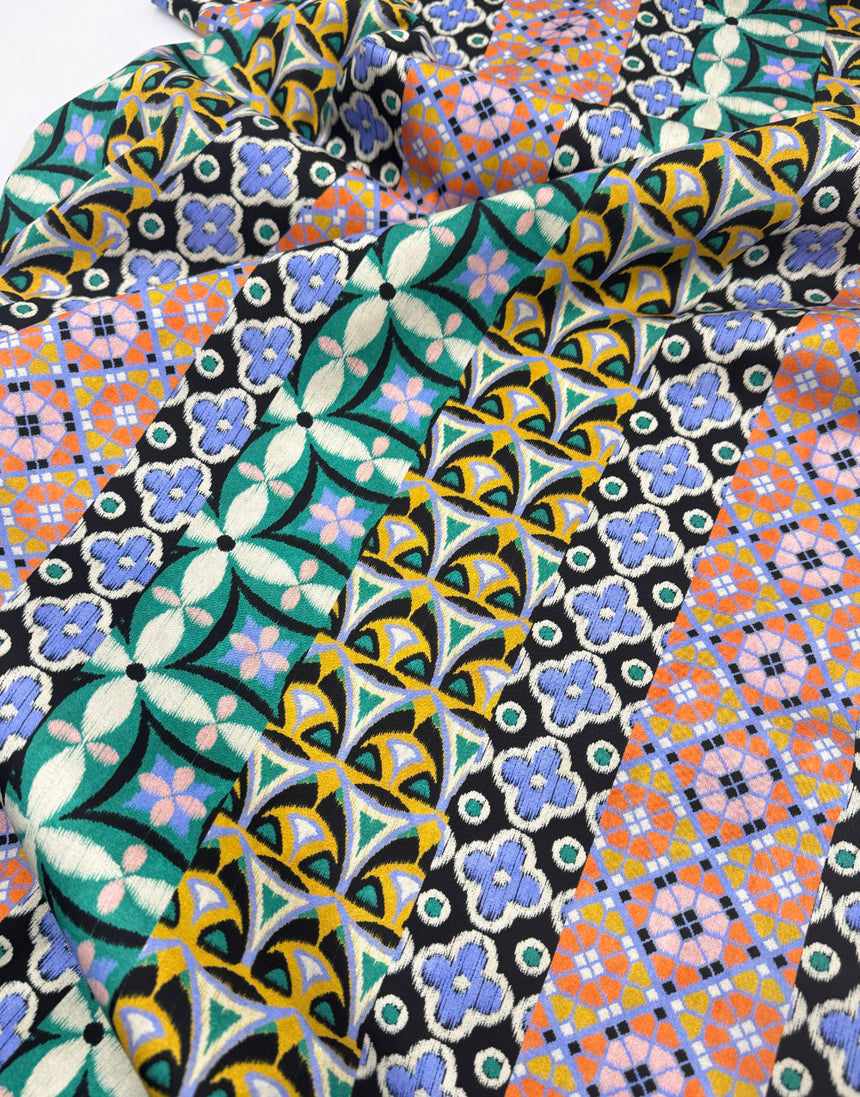 Mosaic Stripes Cotton Sateen Fabric
