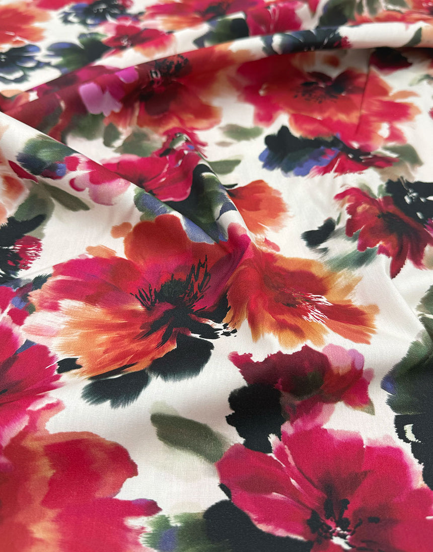 Scarlet Symphony Cotton Viscose Fabric