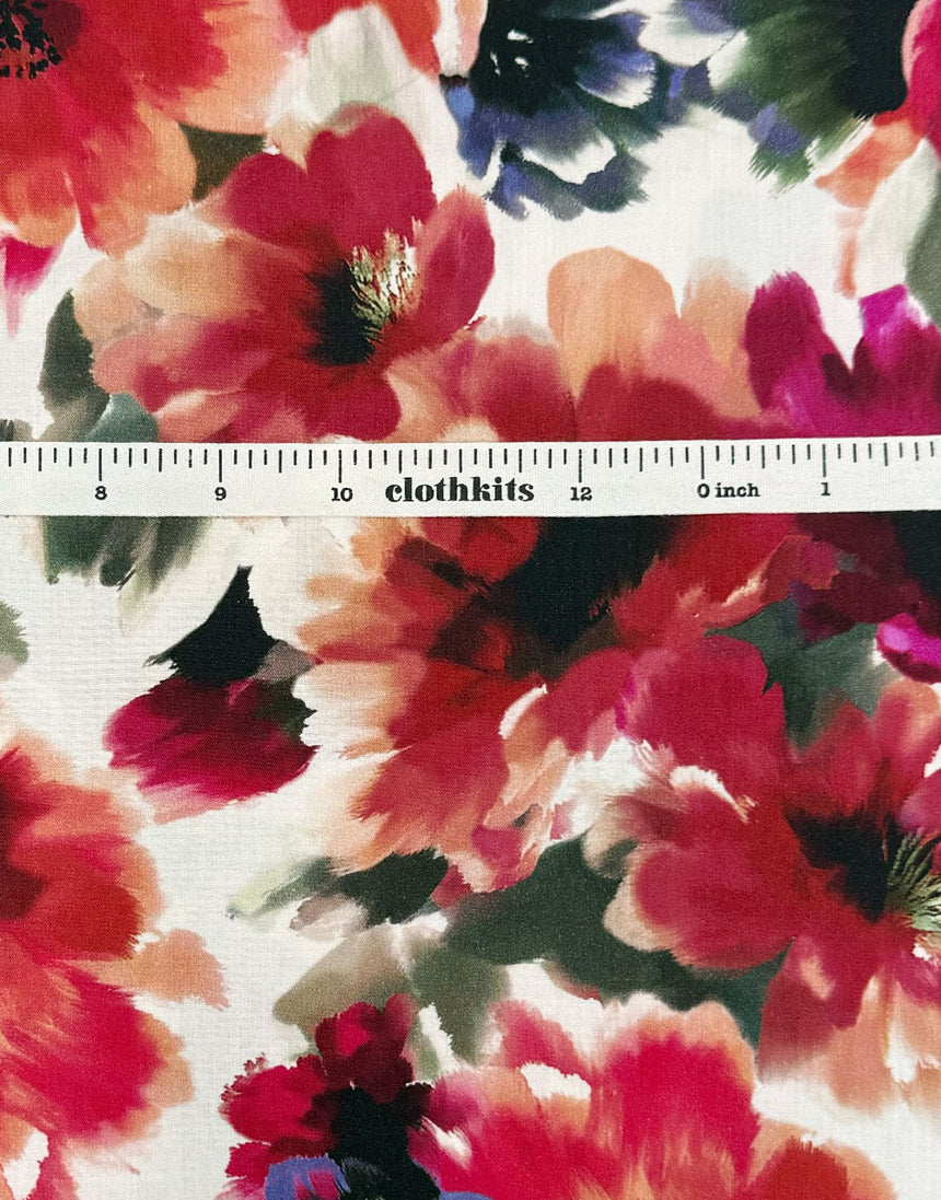 Scarlet Symphony Cotton Viscose Fabric