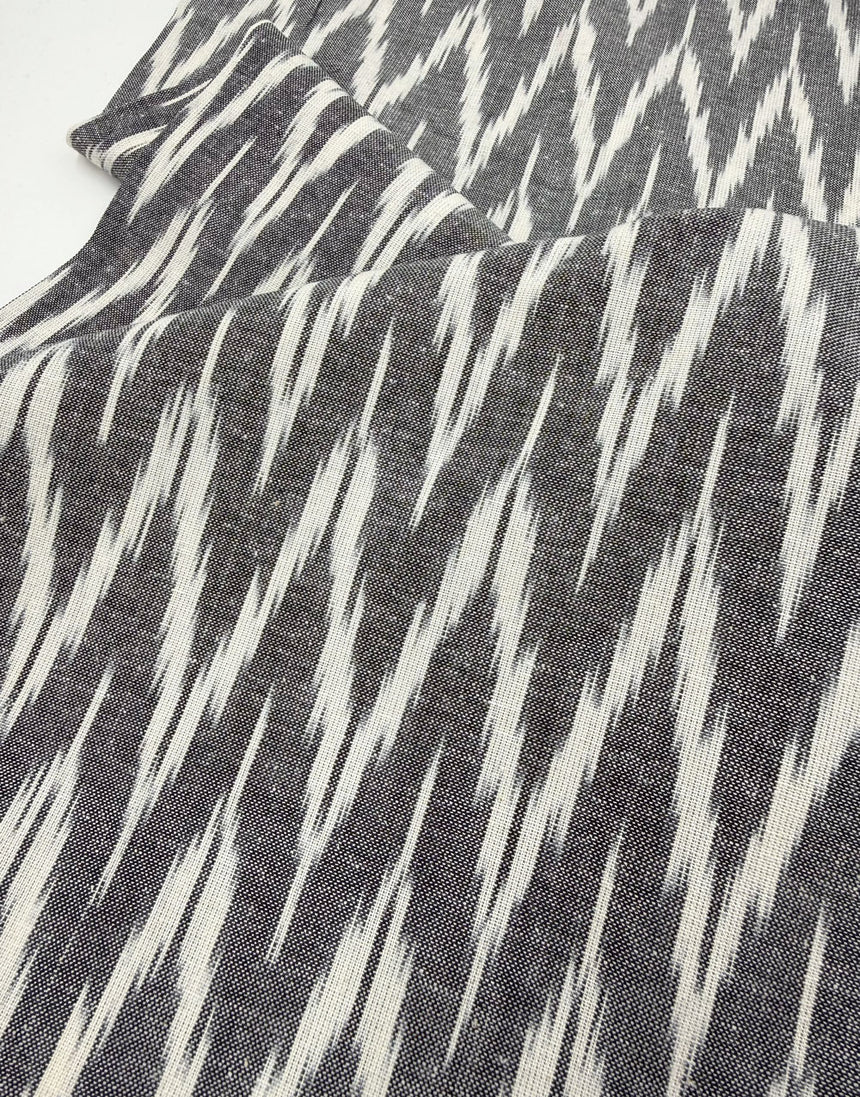 Flawed - Grey Zig Zag Cotton Ikat Fabric