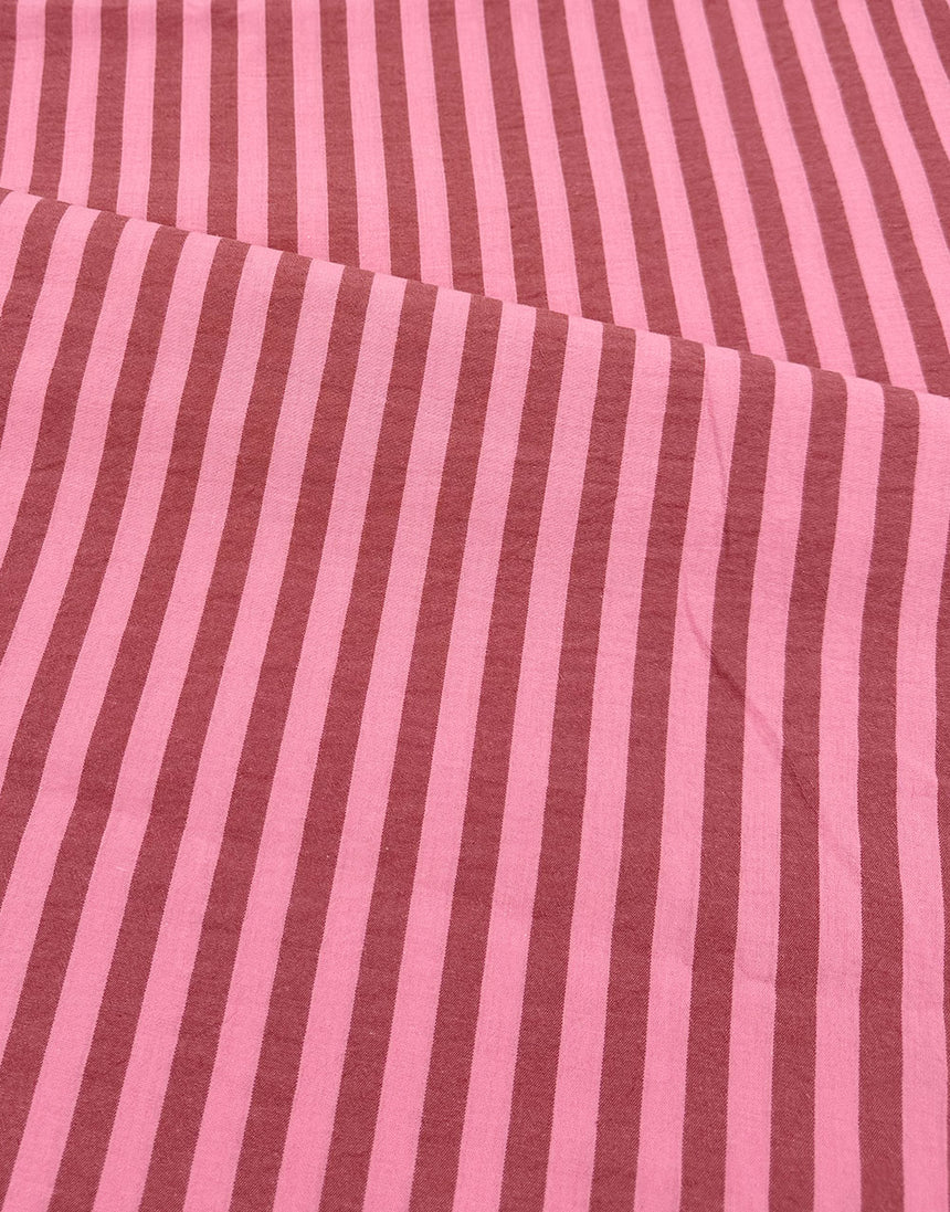 Striped Check Raspberry Pink Raspberry Stripe Cotton Yarn-Dyed Fabric – Clothkits