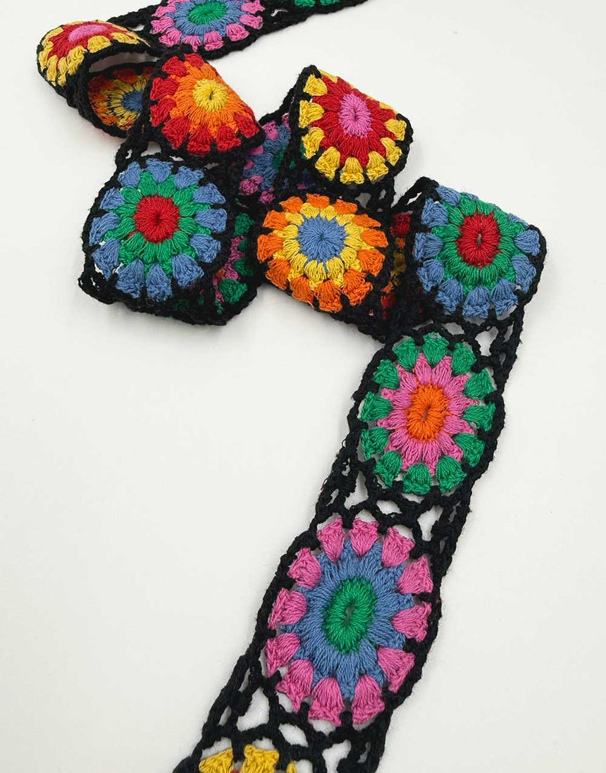 Black Crochet Rose Cotton Trimming