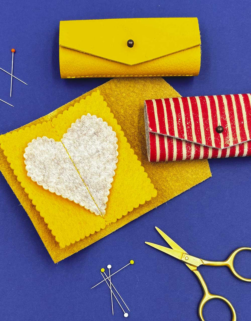 Handmade Needle Wallet - Red Stripe Leather - Dhurata Davies Handmade Needle Wallet - Red Stripe Leather - Dhurata Davies