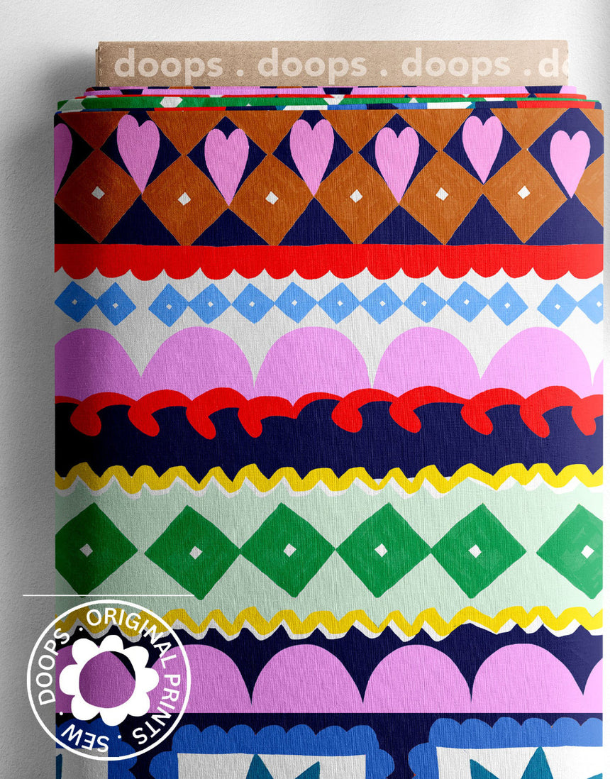 Love Heart Diamonds Cotton Poplin Fabric, Doops Designs