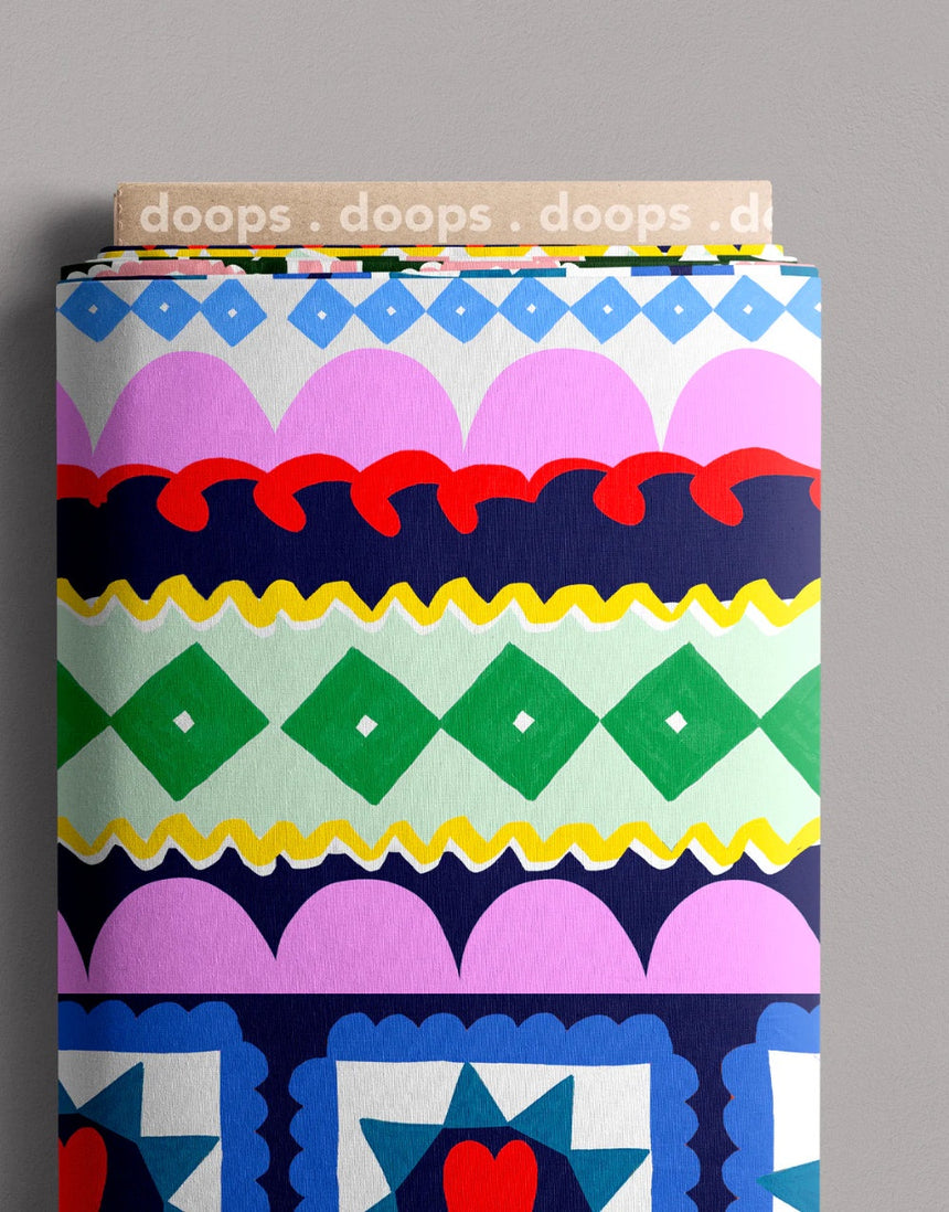 Love Heart Diamonds Cotton Poplin Fabric, Doops Designs