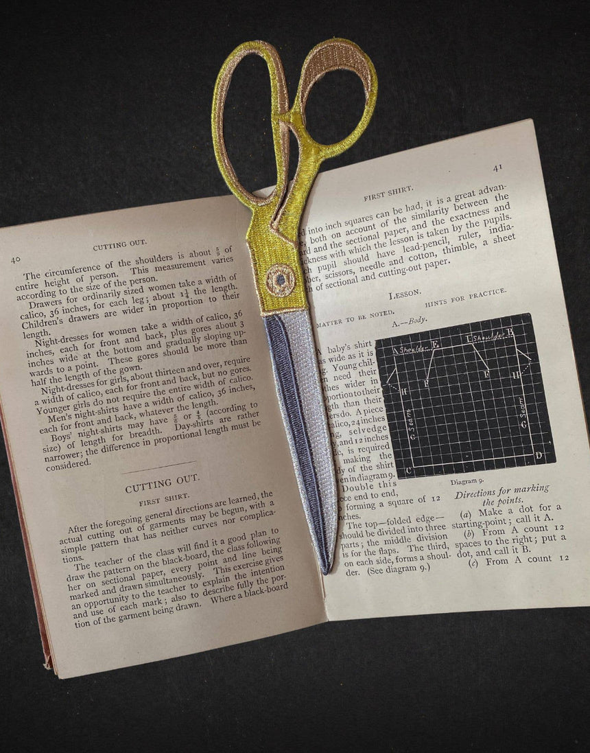 Dressmaking Scissors Embroidered Bookmark, Petra Boase