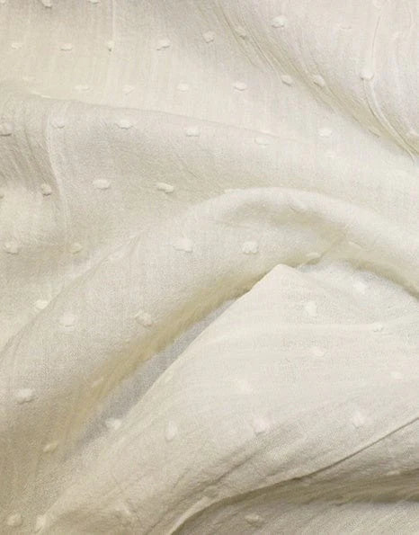 Remnant 55cm -Ivory Dobby Cotton, Swiss Knot Fabric