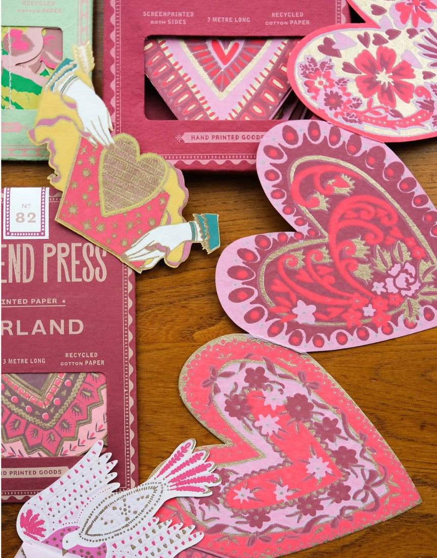 Hearts Concertina Paper Garland, Design 03,  East End Press