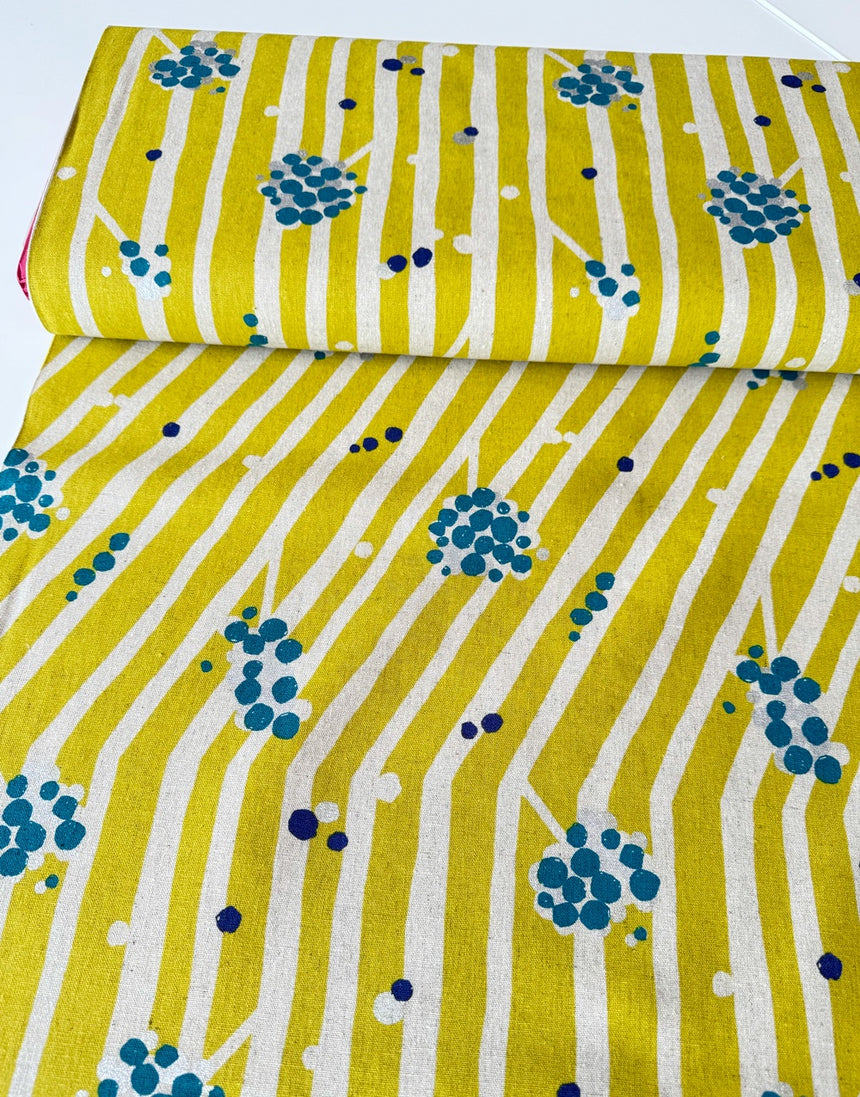 Yellow Nut Japanese Cotton Linen Fabric, Echino