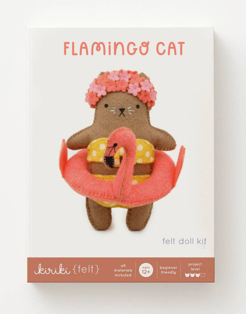 Flamingo Cat Felt Doll Kit, Kiriki Press