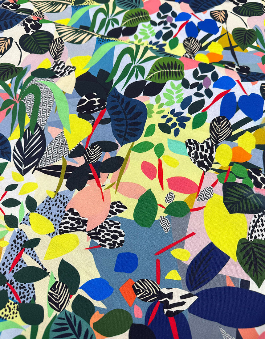Jungle Leaves Cotton Fabric, Vibrant Botanica by Kitty McCall
