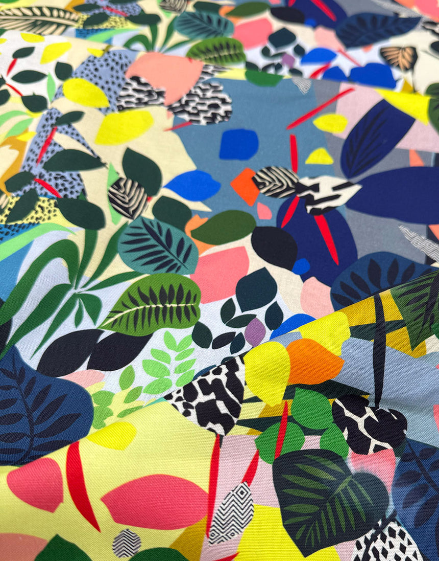 Jungle Leaves Cotton Fabric, Vibrant Botanica by Kitty McCall