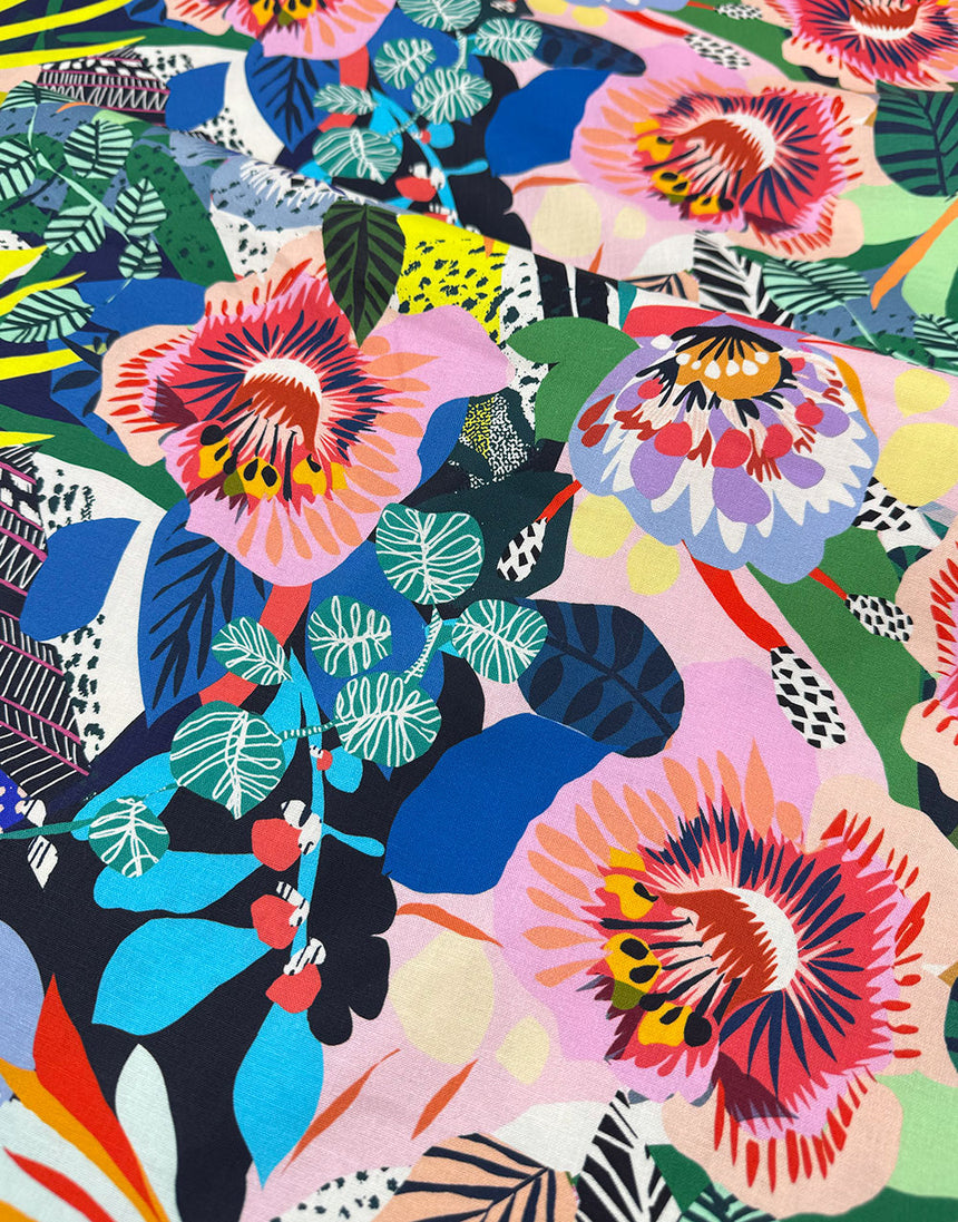 Summer Garden Cotton Fabric, Vibrant Botanica by Kitty McCall