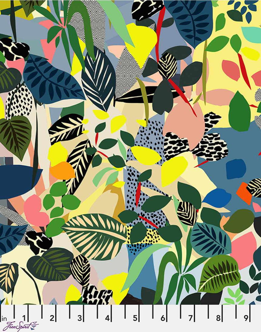 Jungle Leaves Cotton Fabric, Vibrant Botanica by Kitty McCall