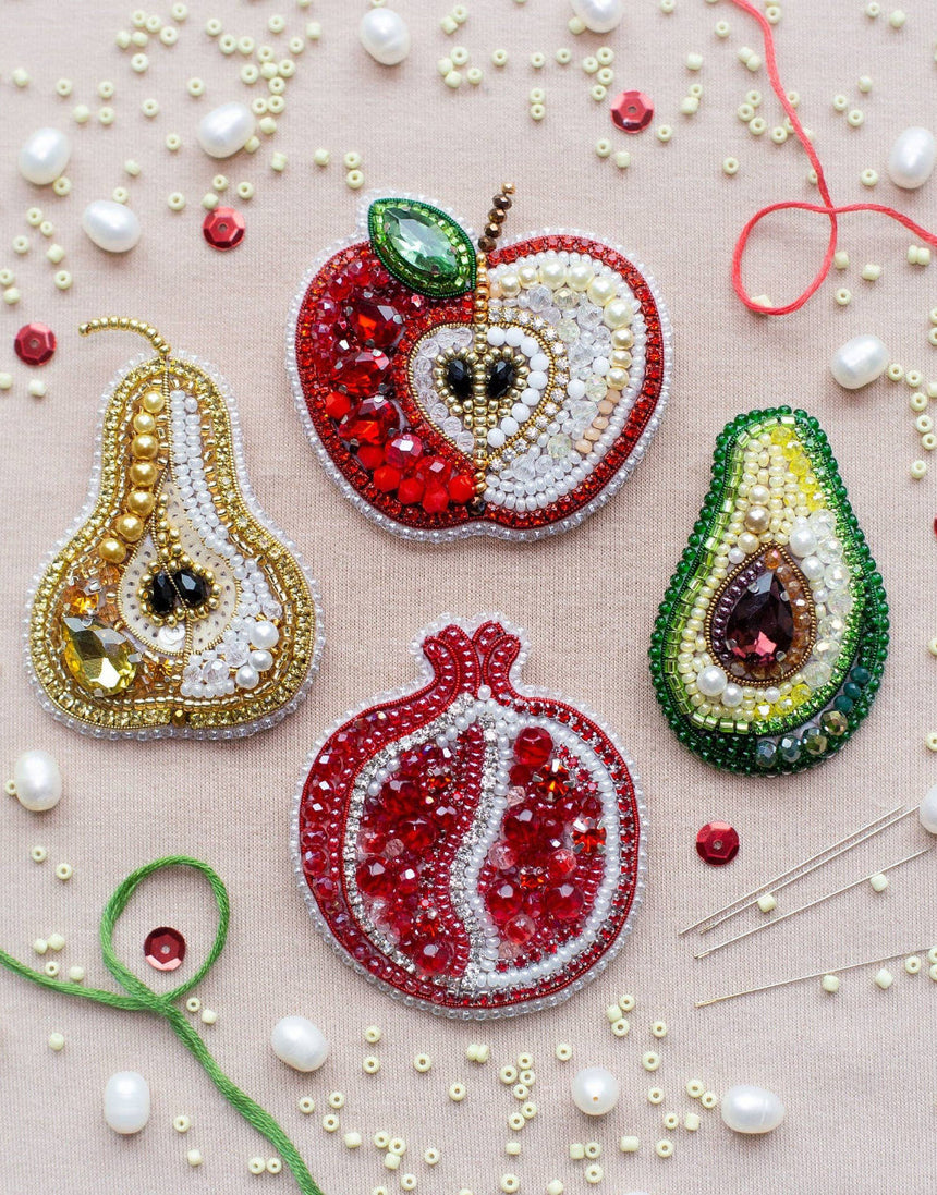 Pear Beaded Embroidery Brooch/Hanging Decoration Kit