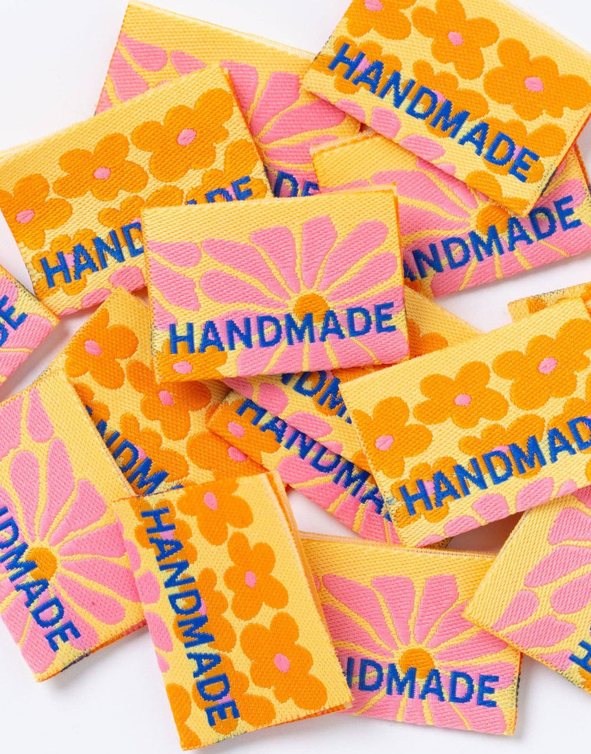 Handmade Flower Power, Woven Sewing Labels - Pack of 6