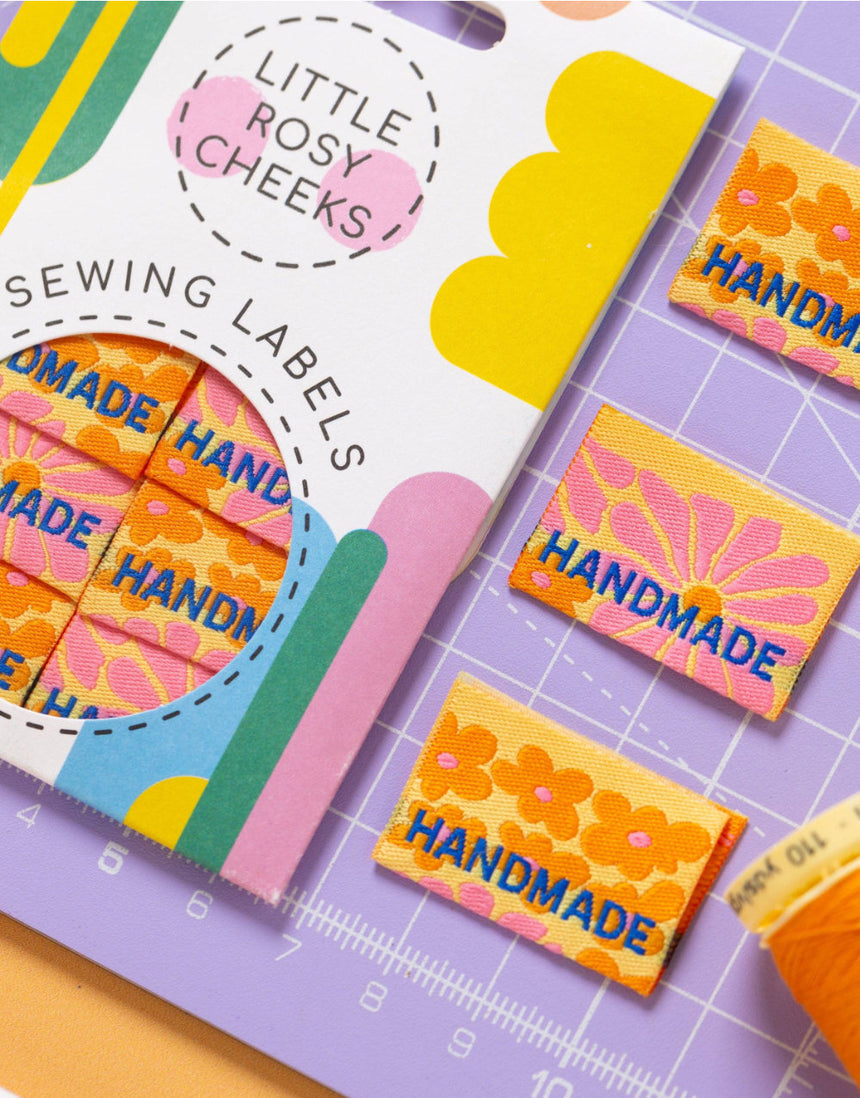 Handmade Flower Power, Woven Sewing Labels - Pack of 6