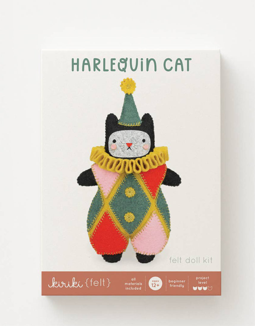 Harlequin Cat Felt Doll Kit, Kiriki Press