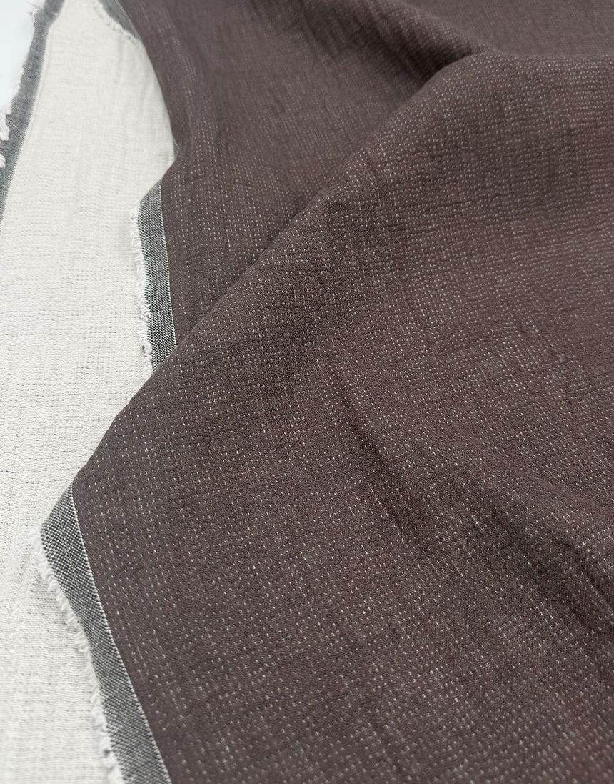 Brown Capri Linen Cotton Blend Fabric