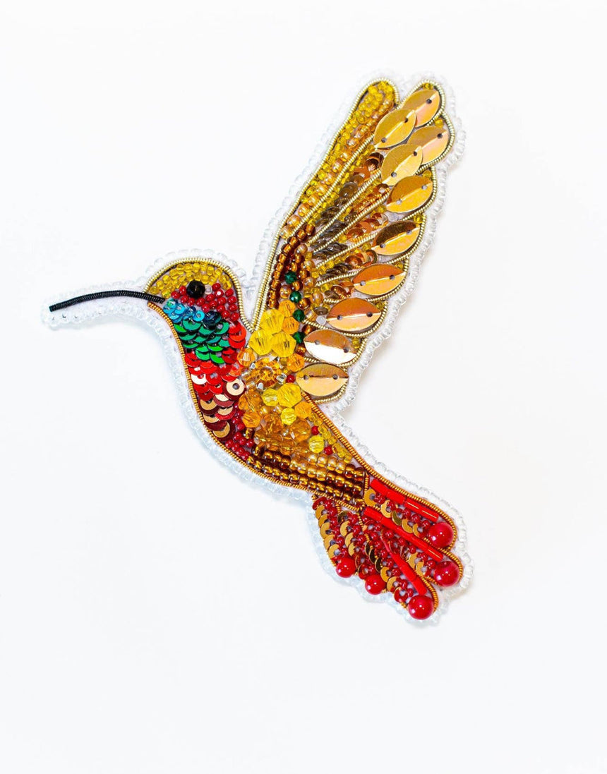 Hummingbird Beaded Embroidery Brooch Kit, Set of 3