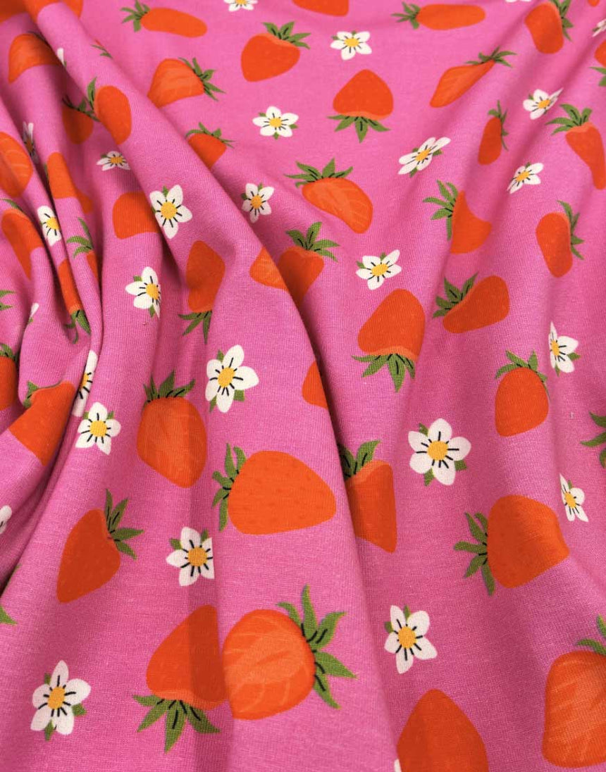 Strawberry Picnic Cotton Jersey Fabric