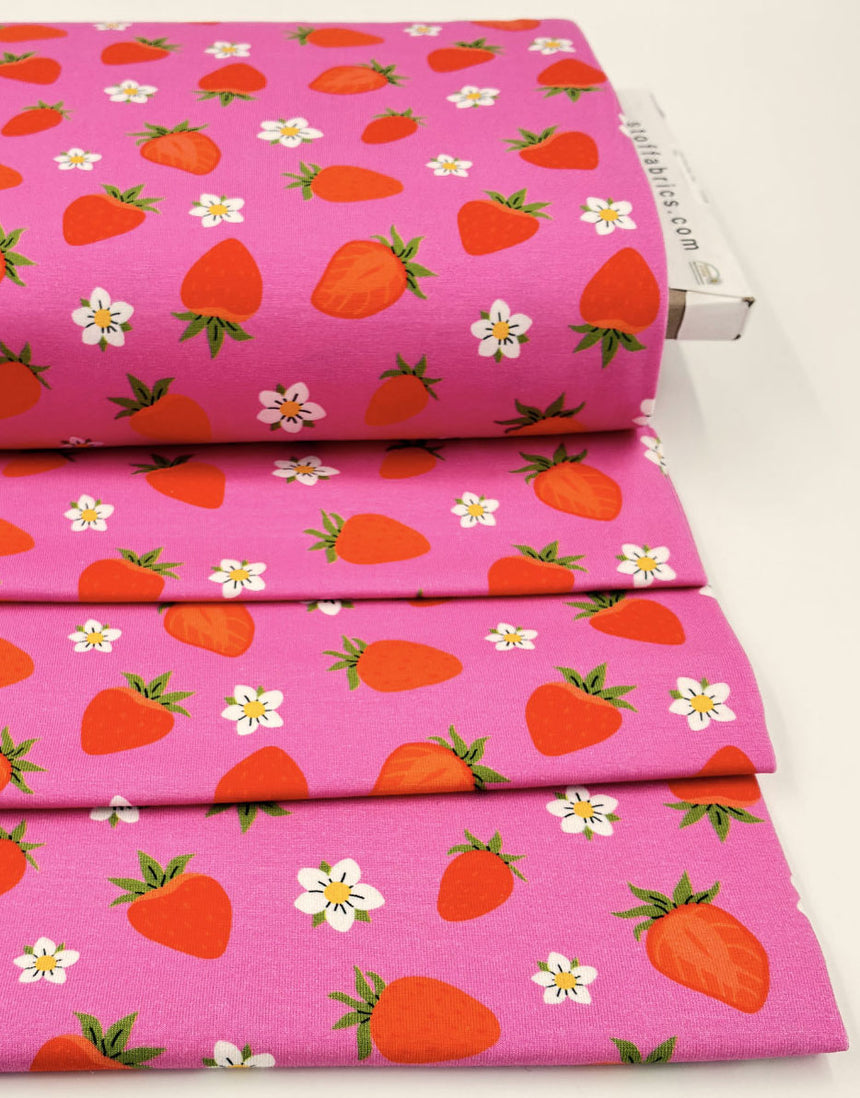 Strawberry Picnic Cotton Jersey Fabric