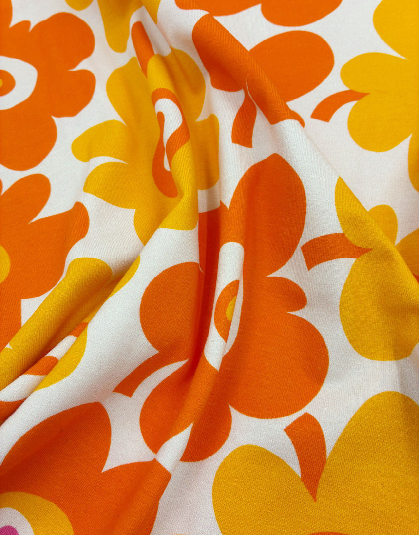 Sunburst Bloom Cotton Jersey Fabric