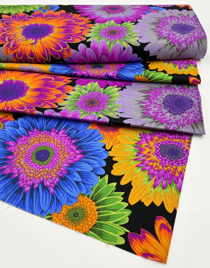 Dark Gerbera Daisies Cotton Fabric, Philip Jacobs for Kaffe Fassett Collective Autumn 2026