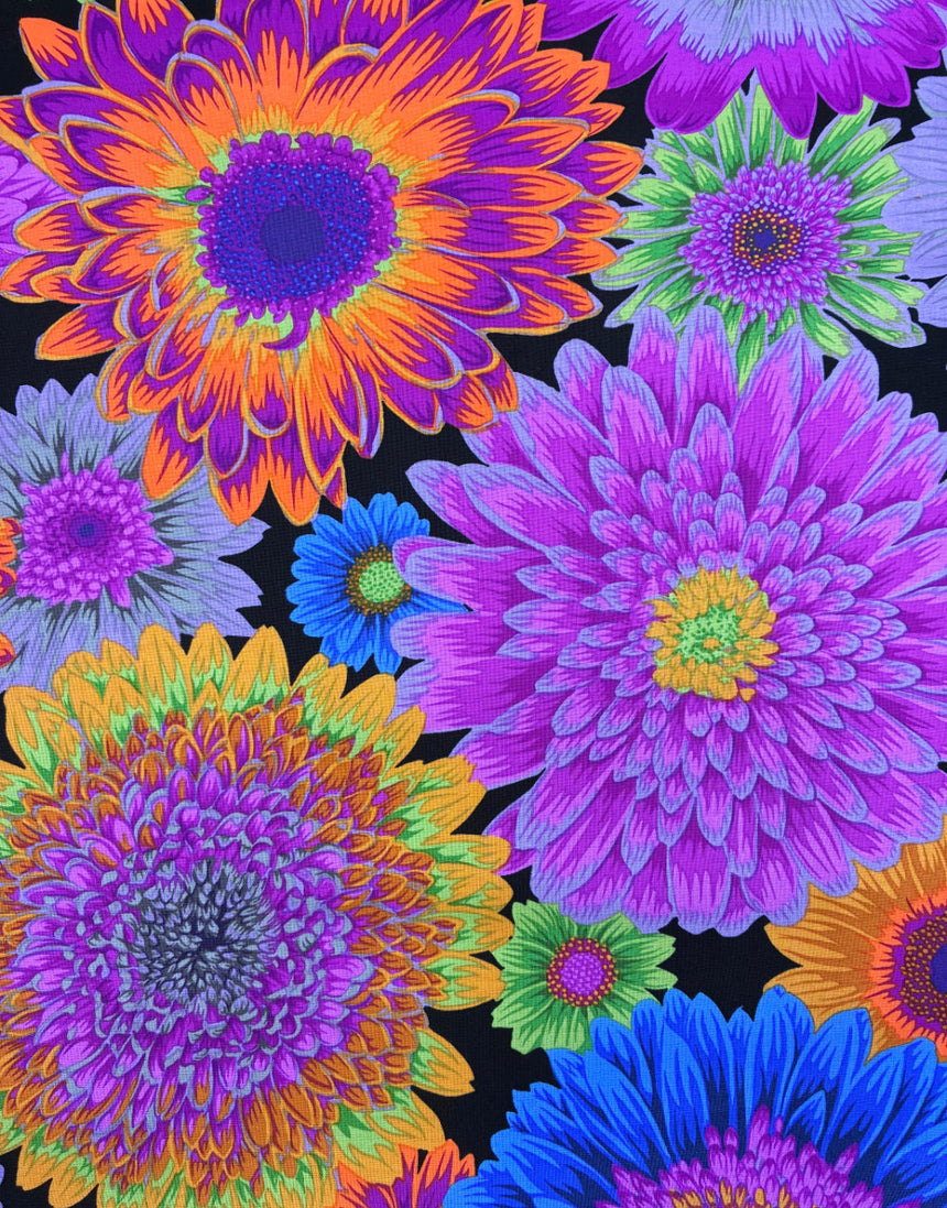Dark Gerbera Daisies Cotton Fabric, Philip Jacobs for Kaffe Fassett Collective Autumn 2026