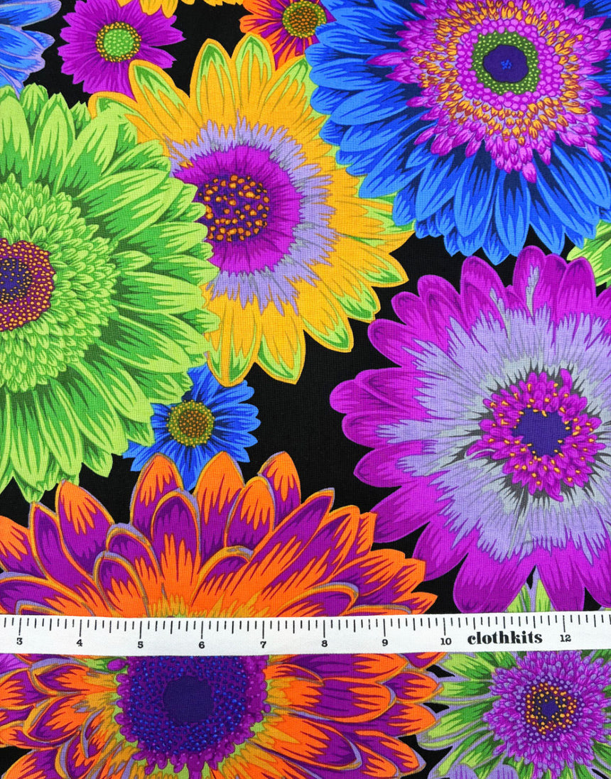 Dark Gerbera Daisies Cotton Fabric, Philip Jacobs for Kaffe Fassett Collective Autumn 2026