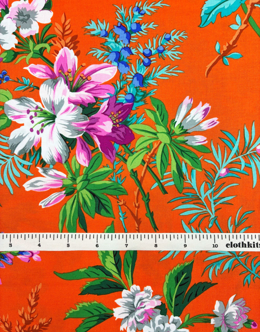 Orange Jardin Cotton Fabric, Philip Jacobs for Kaffe Fassett Collective Autumn 2026