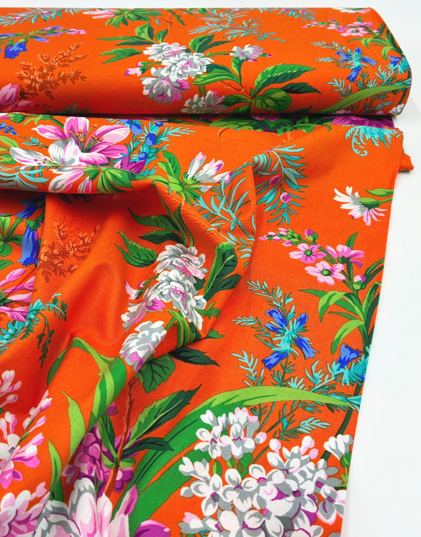 Orange Jardin Cotton Fabric, Philip Jacobs for Kaffe Fassett Collective Autumn 2026