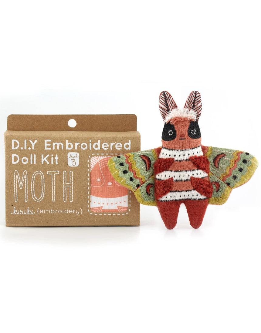 Moth Embroidered Doll Kit, Kiriki Press