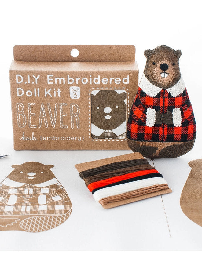 Beaver Embroidered Doll Kit, Kiriki Press