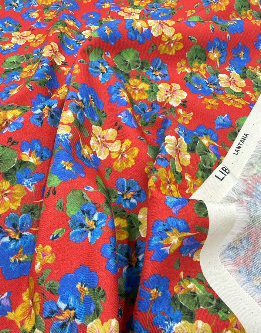 Liberty Fabrics Lantana Cotton & Wool Blend, Painted Nasturtium A