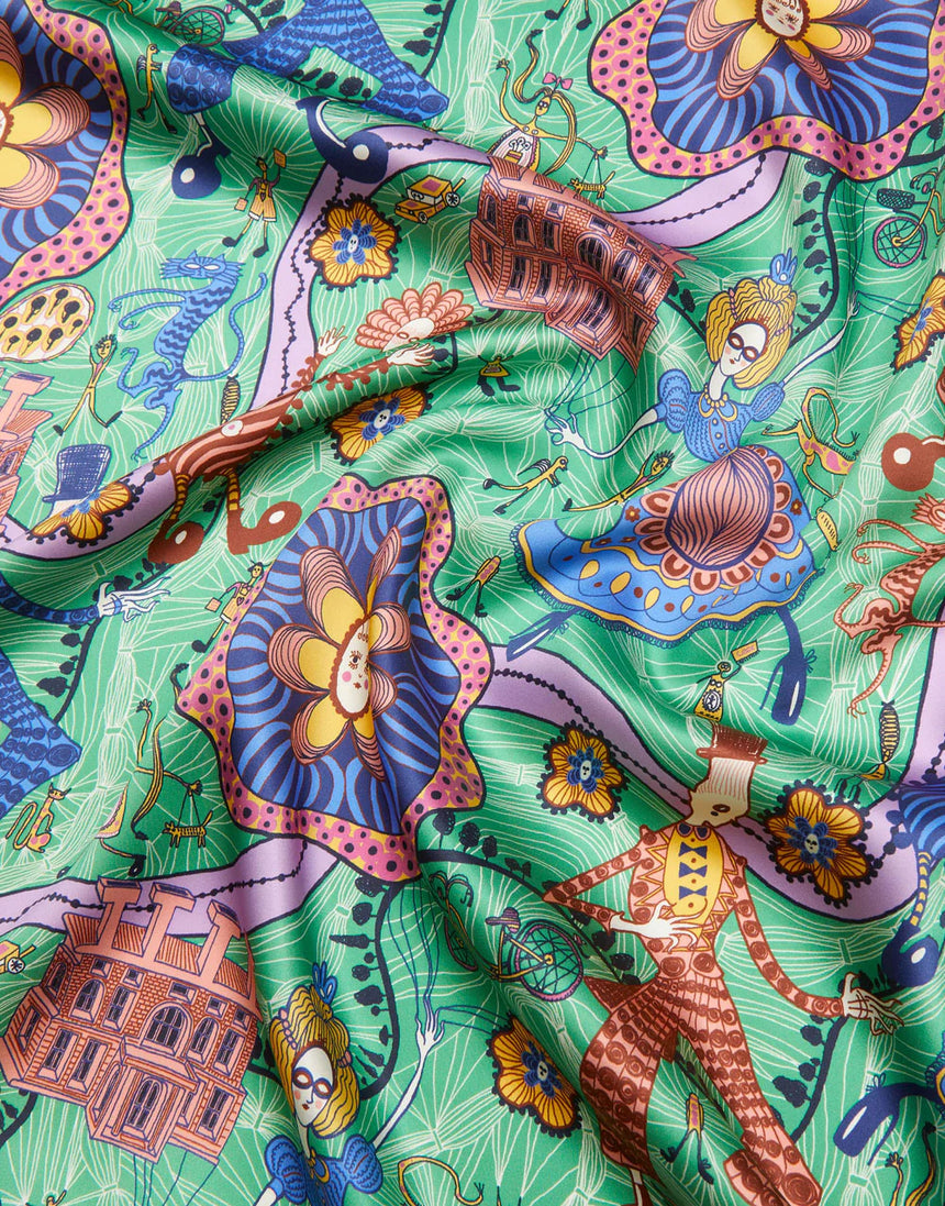 Remnant 1m - Liberty Fabrics Belgravia Silk Satin Fabric, Shirley Smith II B
