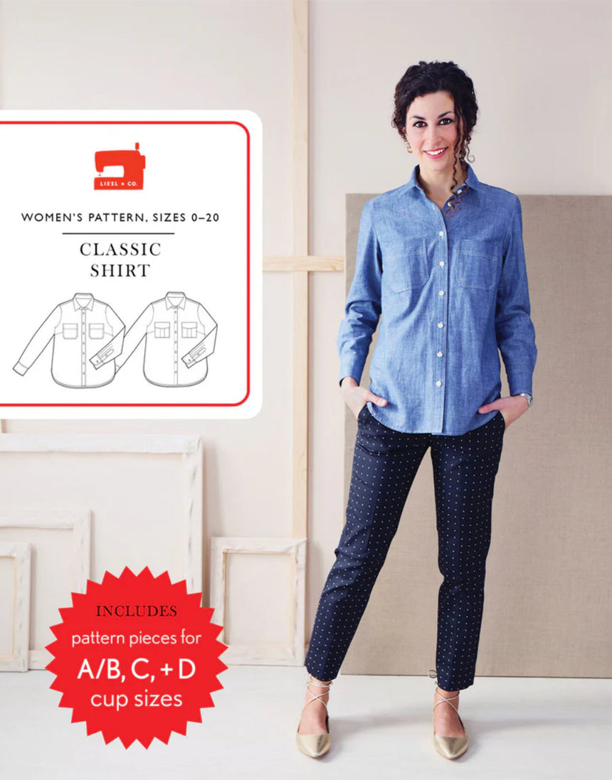 Classic Ladies Shirt Sewing Pattern, Liesl + Co