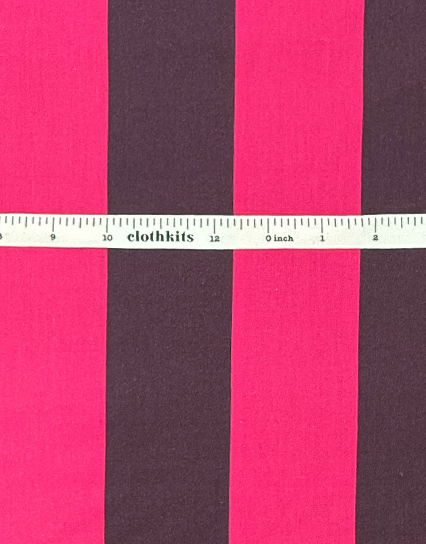 Aubergine & Cerise Stripe, Cotton Poplin Fabric, Light and Lush