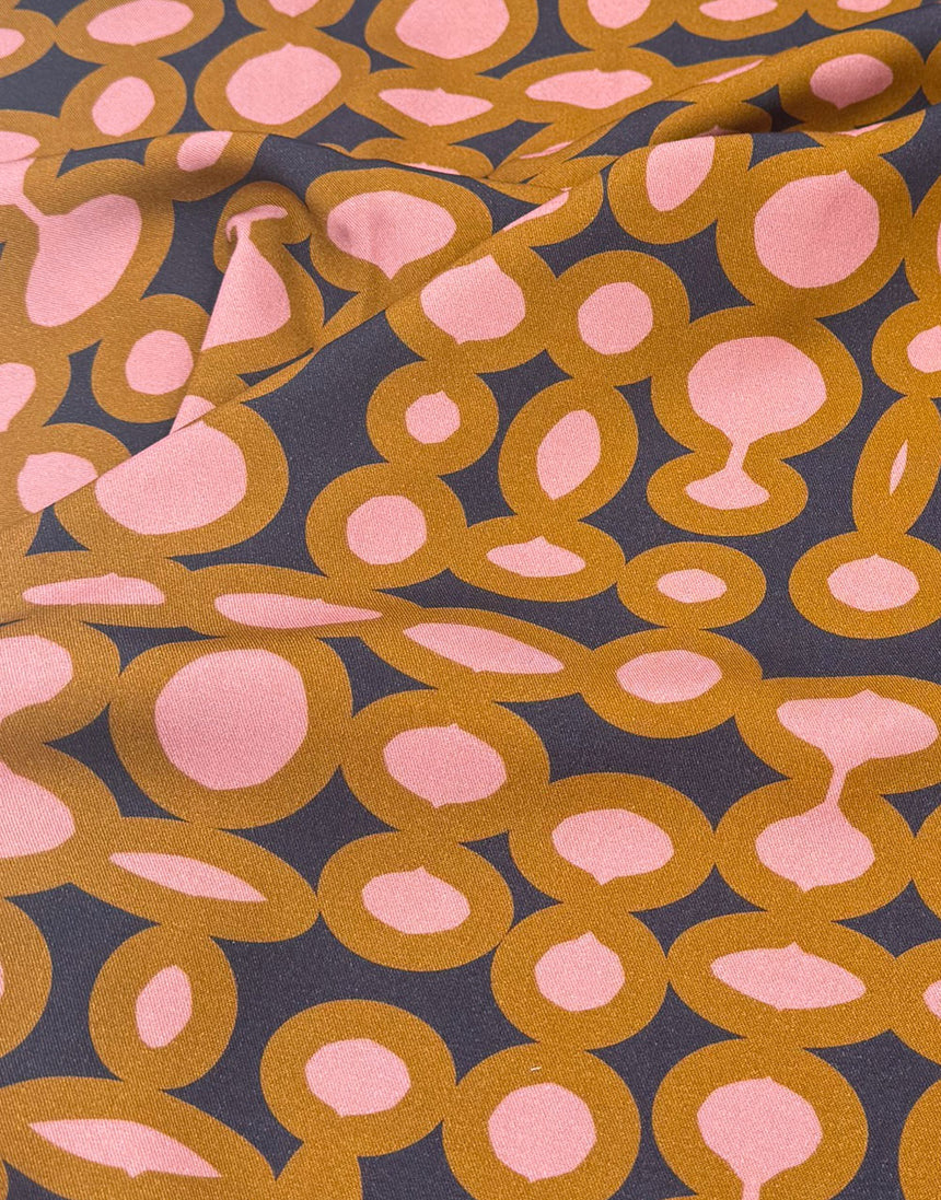 Ochre Links Viscose Fabric, Light & Lush